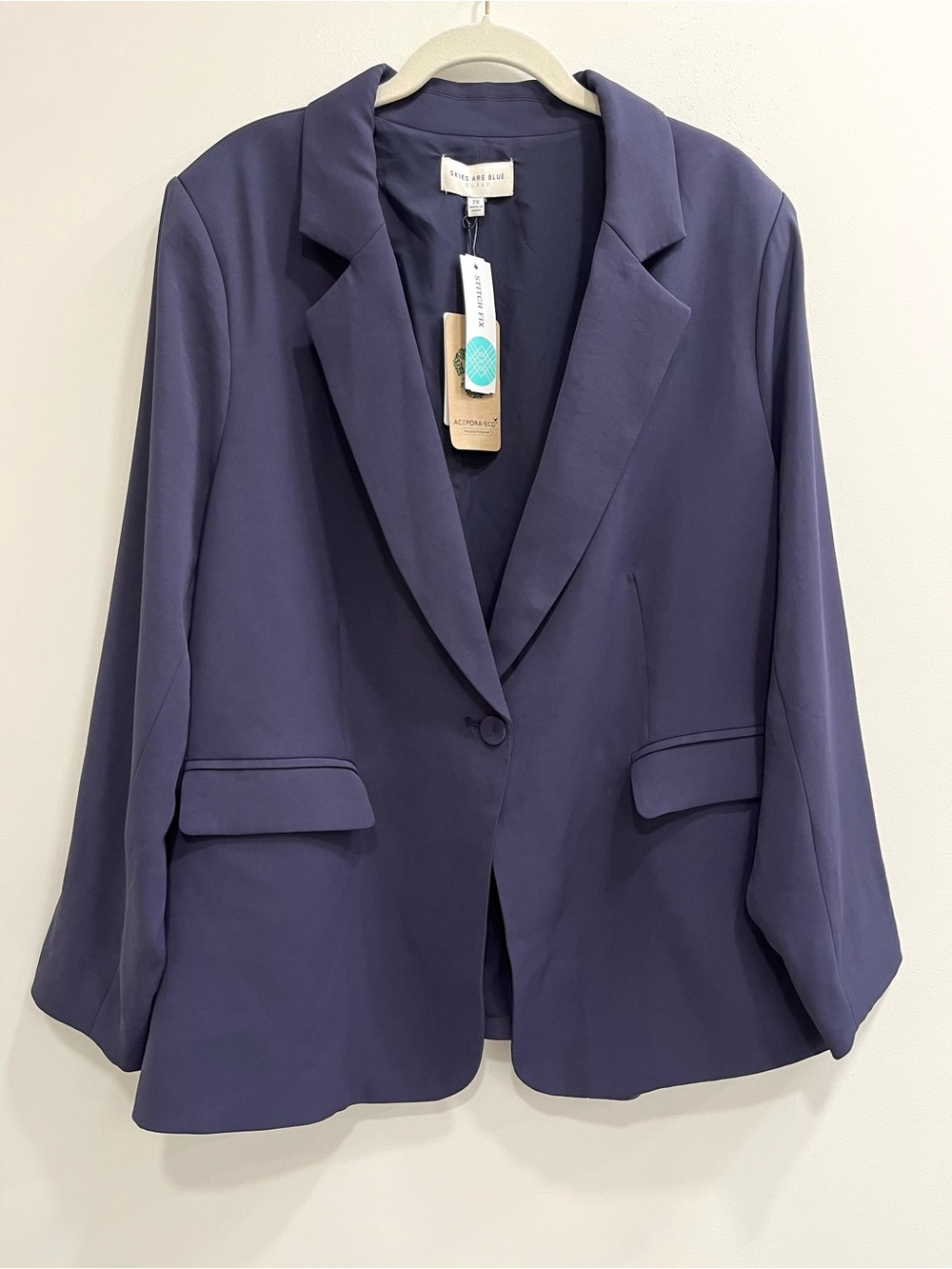 Stitchfix Skies Are Blue Curvy Melinda double pocket open blazer blue size 2X
